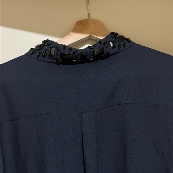 Ann Taylor Black Button Down Shirt with Embellished Collar - Picture 8 of 8